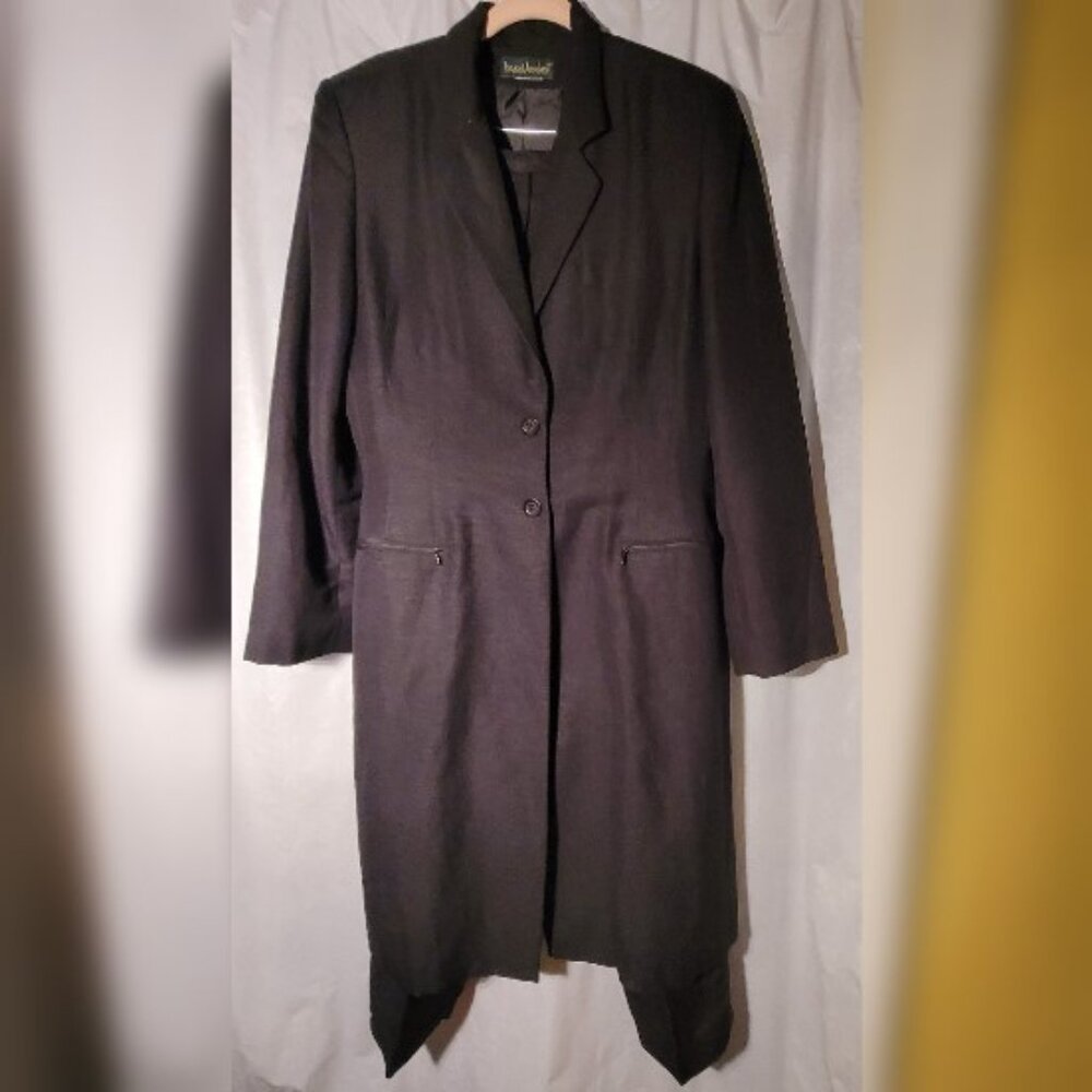 Harve' Bernard 2-Piece Lined Black Linen Pant Suit Size 10 - Picture 3 of 12